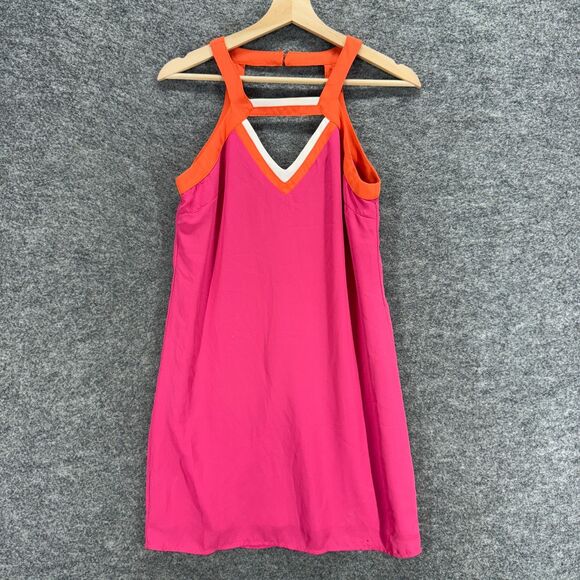 Skies Are Blue Dress Women XS Pink Shift Short V-Neck Zipper Lined Sleeveless - Picture 1 of 7
